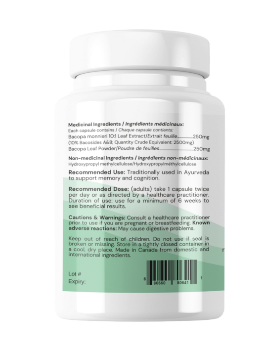 Orgen bacopa capsules backside image